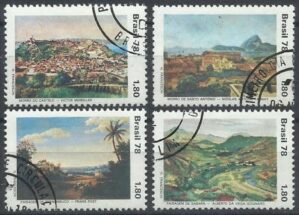10B23 Filatelia - Selo Brasil - Pinturas Paisagens Completo - 1978 - Carimbado - Selos Postais