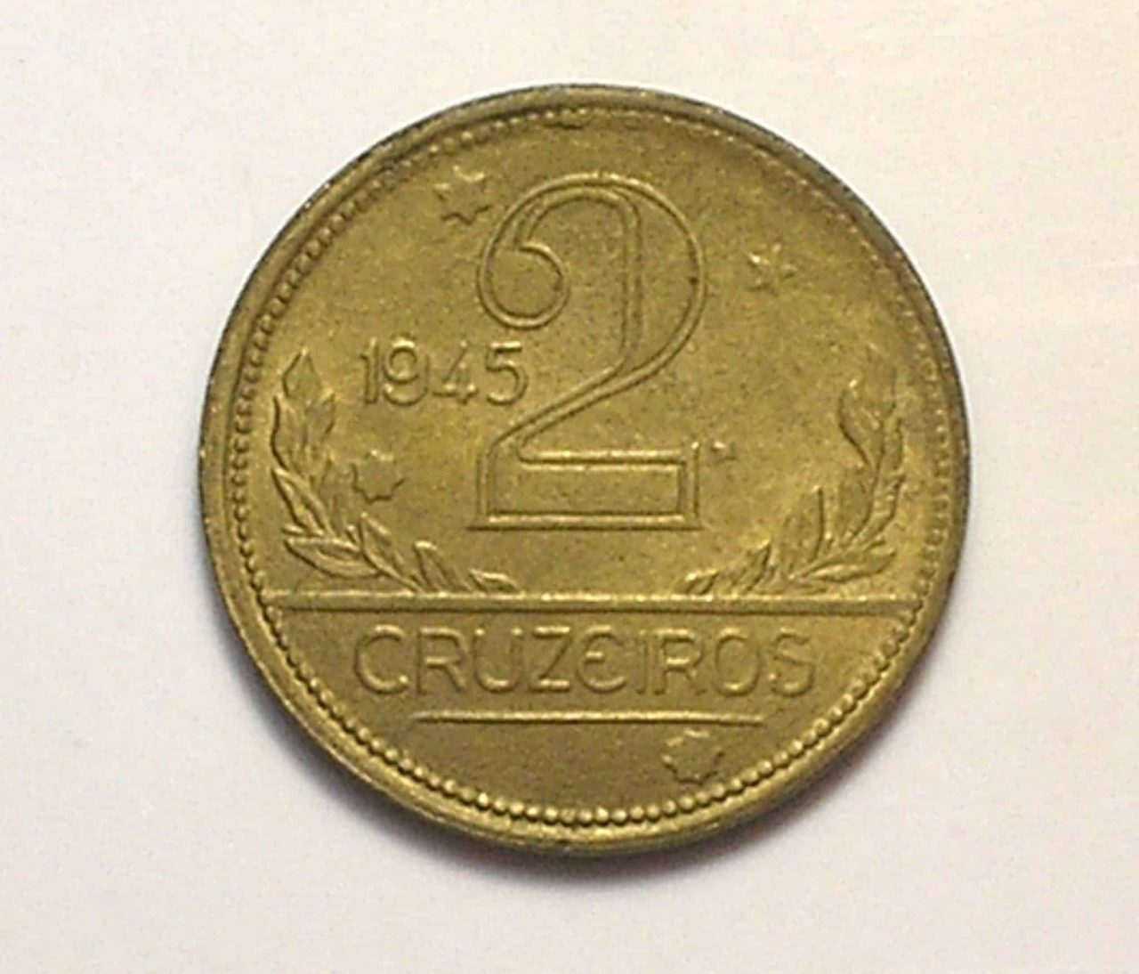 2 Cruzeiros 1945 / Mapa do Brasil / Patinada - Flor de Cunho