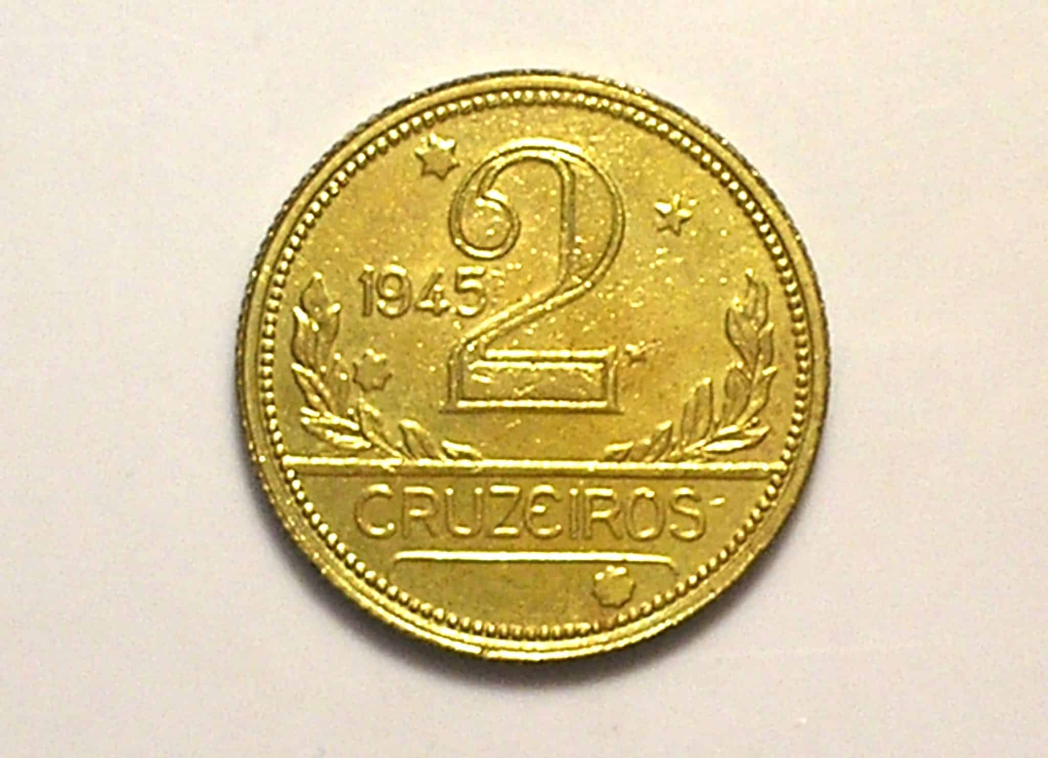 2 Cruzeiros 1945 / Mapa do Brasil / Sob/Flor