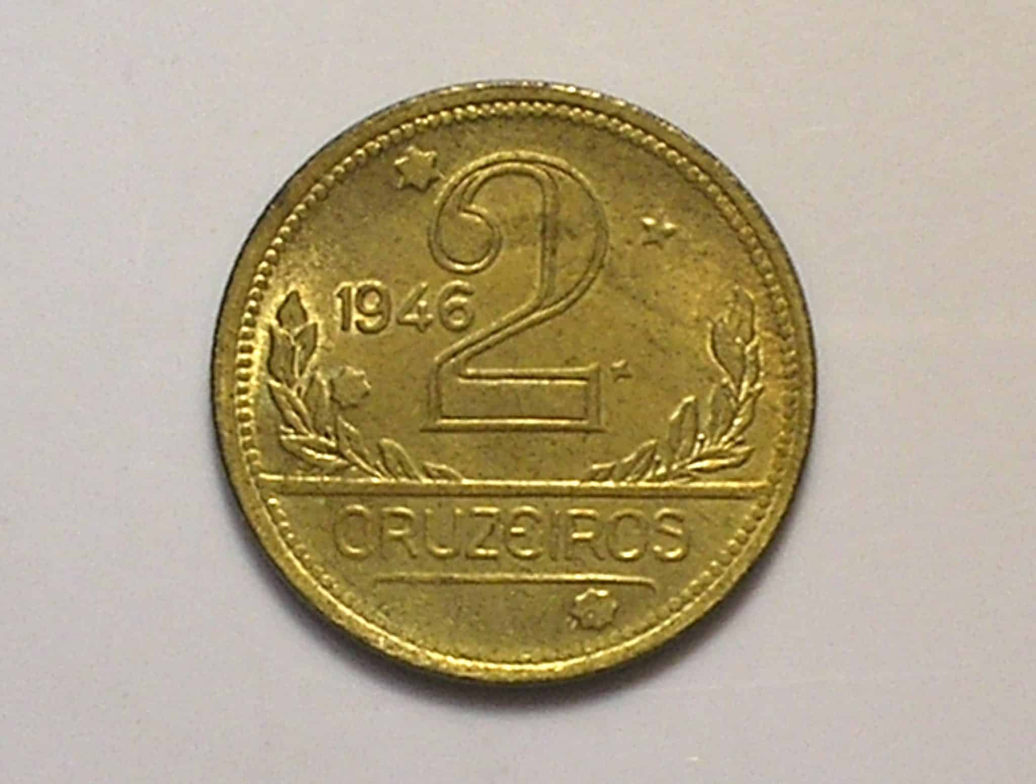 2 Cruzeiros 1946 / Mapa do Brasil / Flor de Cunho