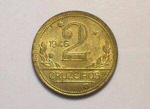 2 Cruzeiros 1946 / Mapa do Brasil / Flor de Cunho