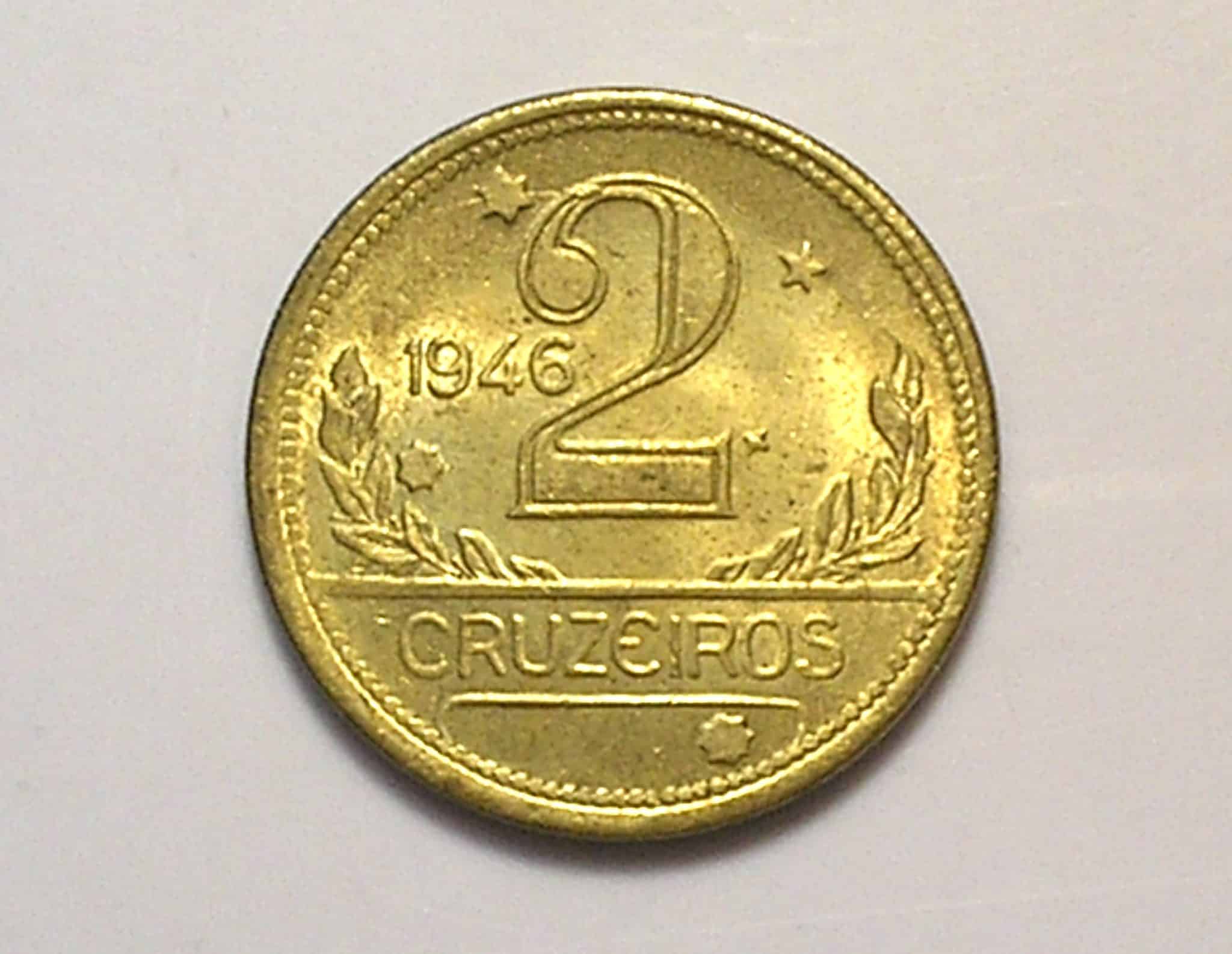 2 Cruzeiros 1946 / Mapa do Brasil / Flor de Cunho