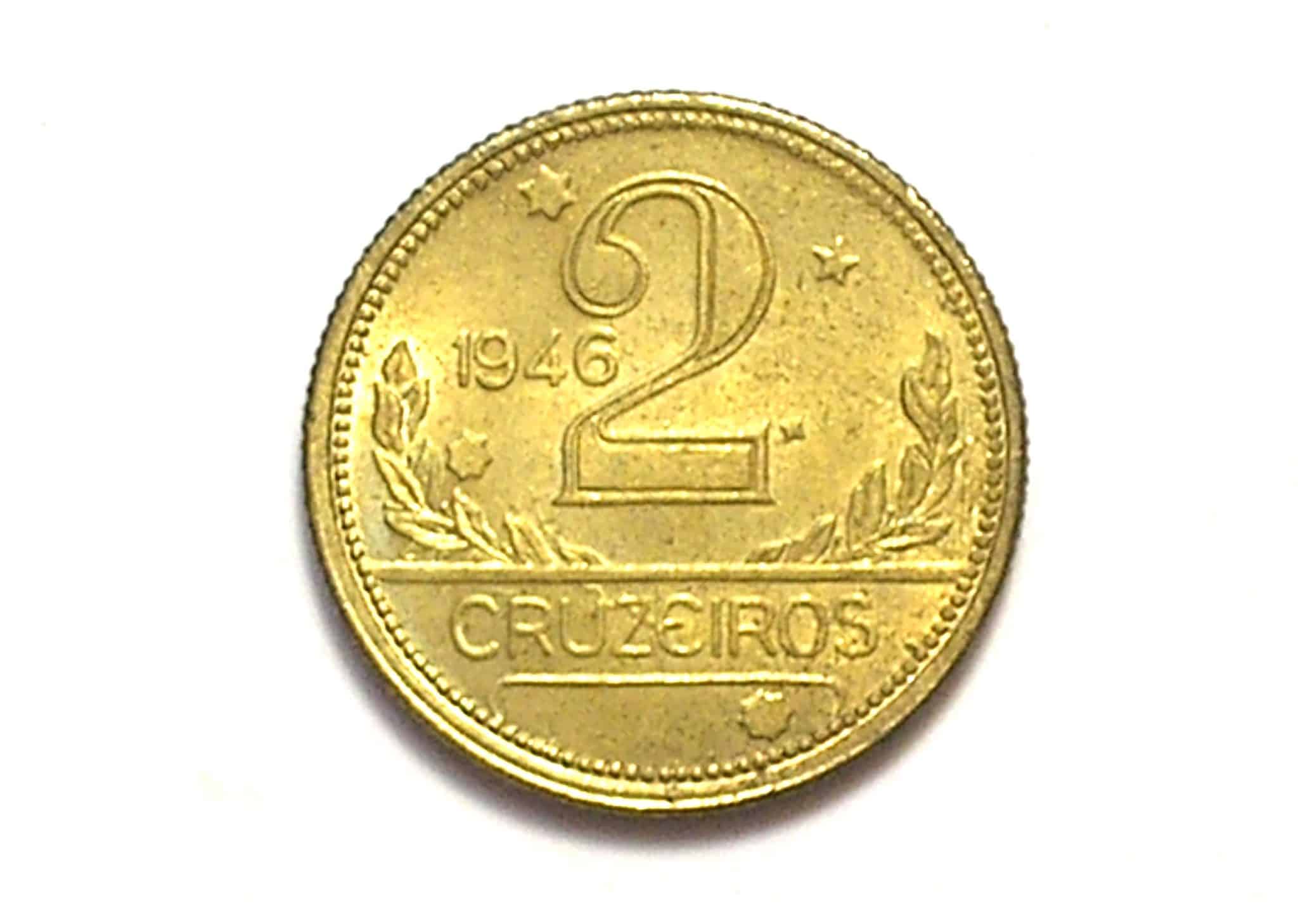 2 Cruzeiros 1946 / Mapa do Brasil / Flor de Cunho
