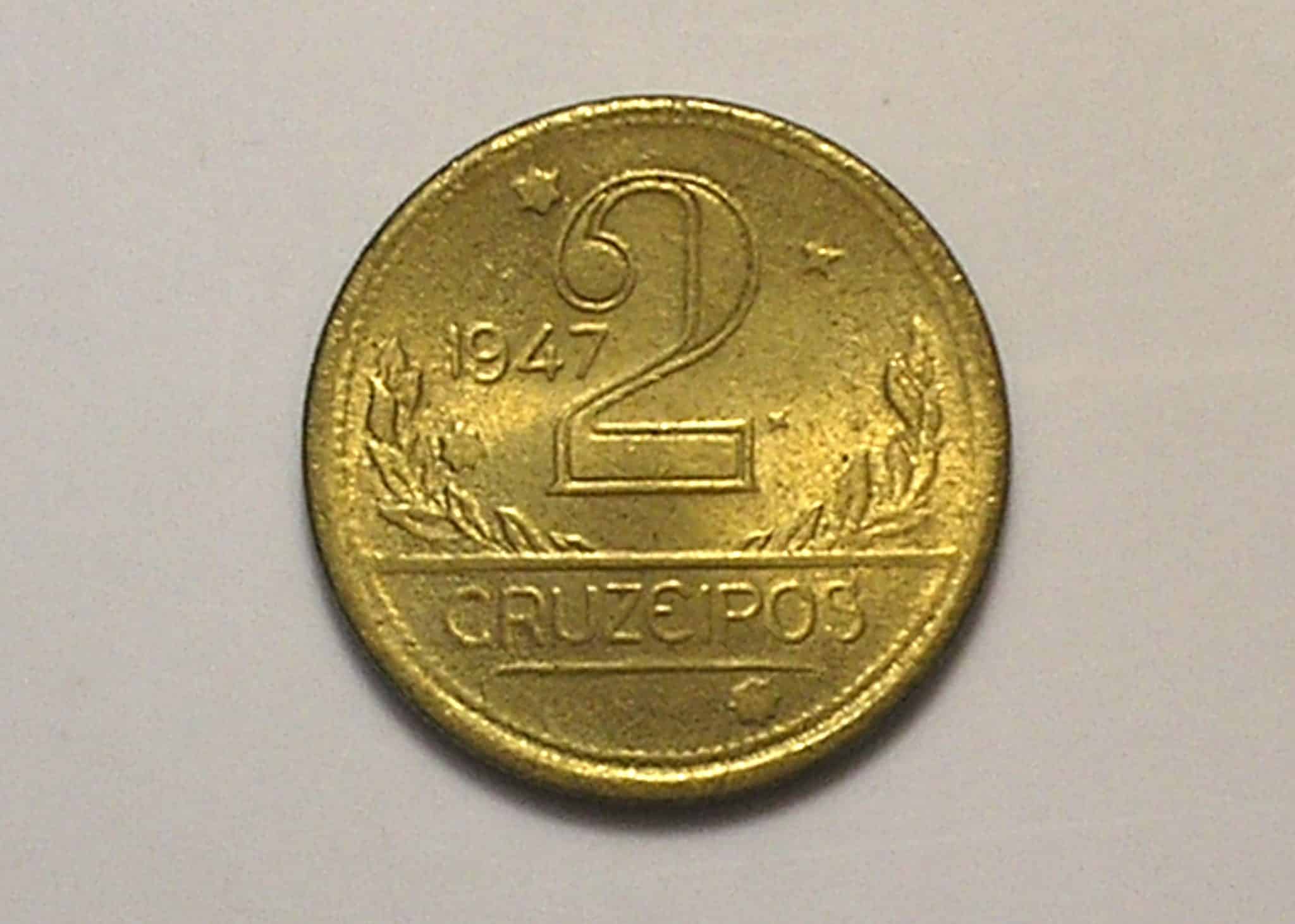 2 Cruzeiros 1947 / Mapa do Brasil / Flor de Cunho