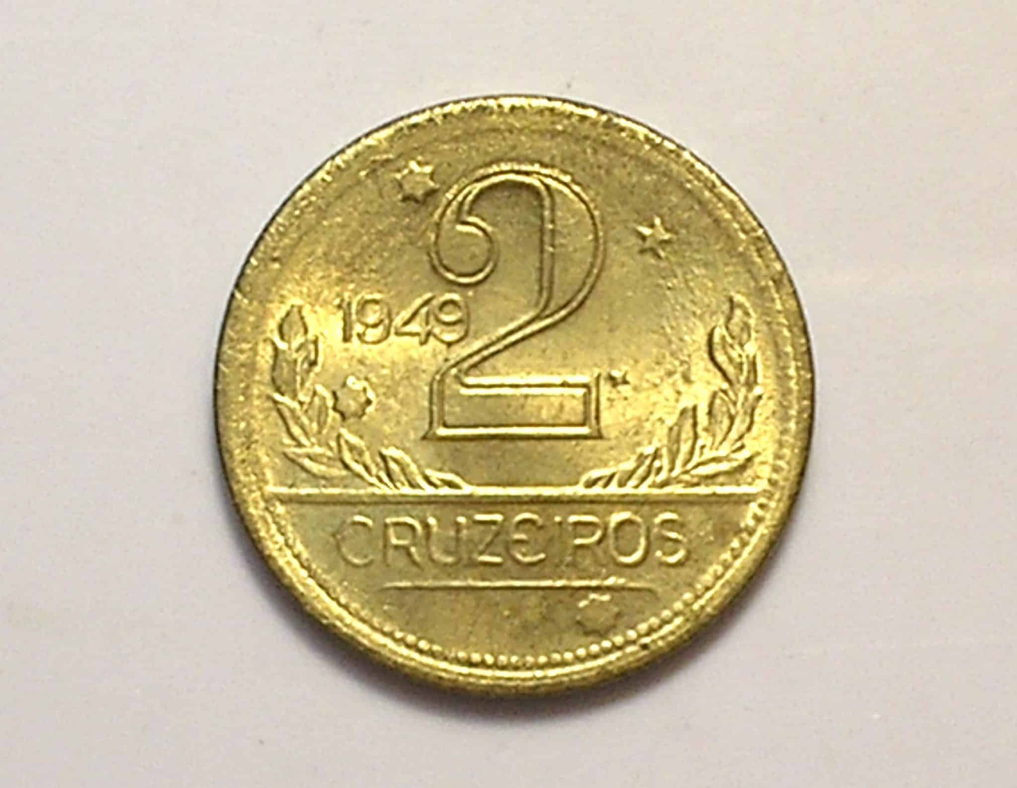 2 Cruzeiros 1949 / Mapa do Brasil / Flor de Cunho
