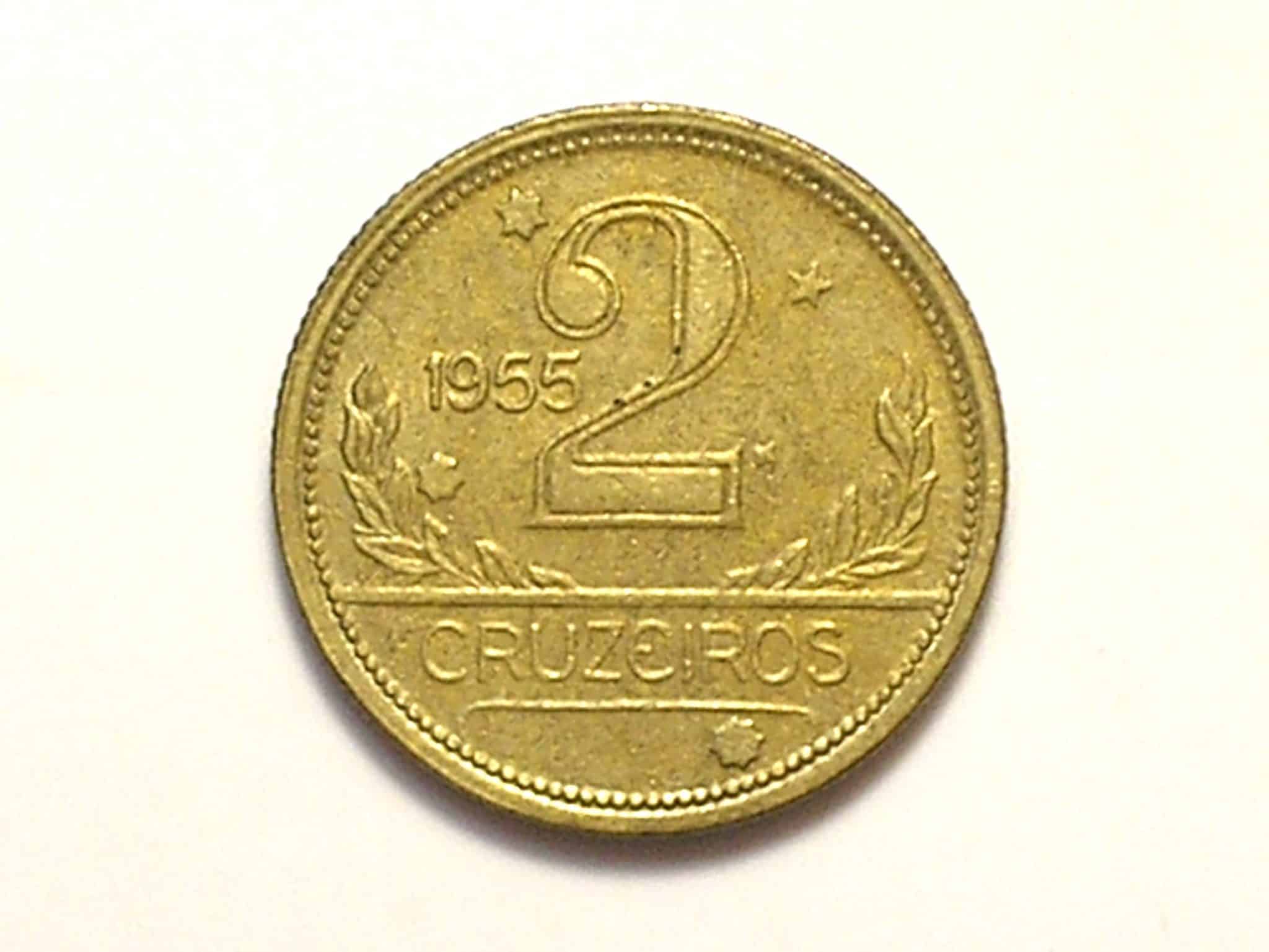 2 Cruzeiros 1955 / Mapa do Brasil / Sob/Flor