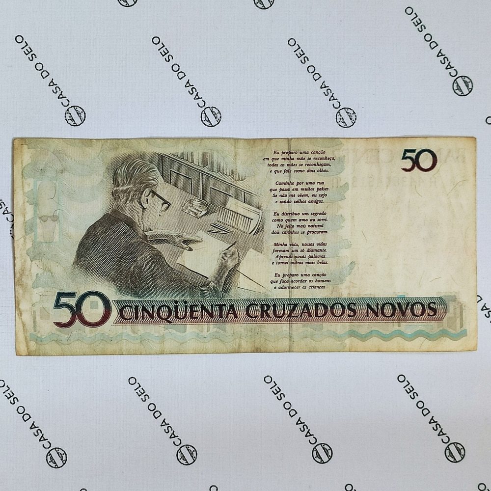 | Casa do Colecionador Brasil | 50 Cruzados Novos | Carimbo 50 Cruzeiros | Ced-038