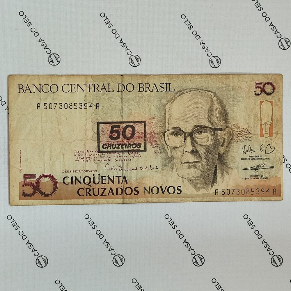 | Casa do Colecionador Brasil | 50 Cruzados Novos | Carimbo 50 Cruzeiros | Ced-039