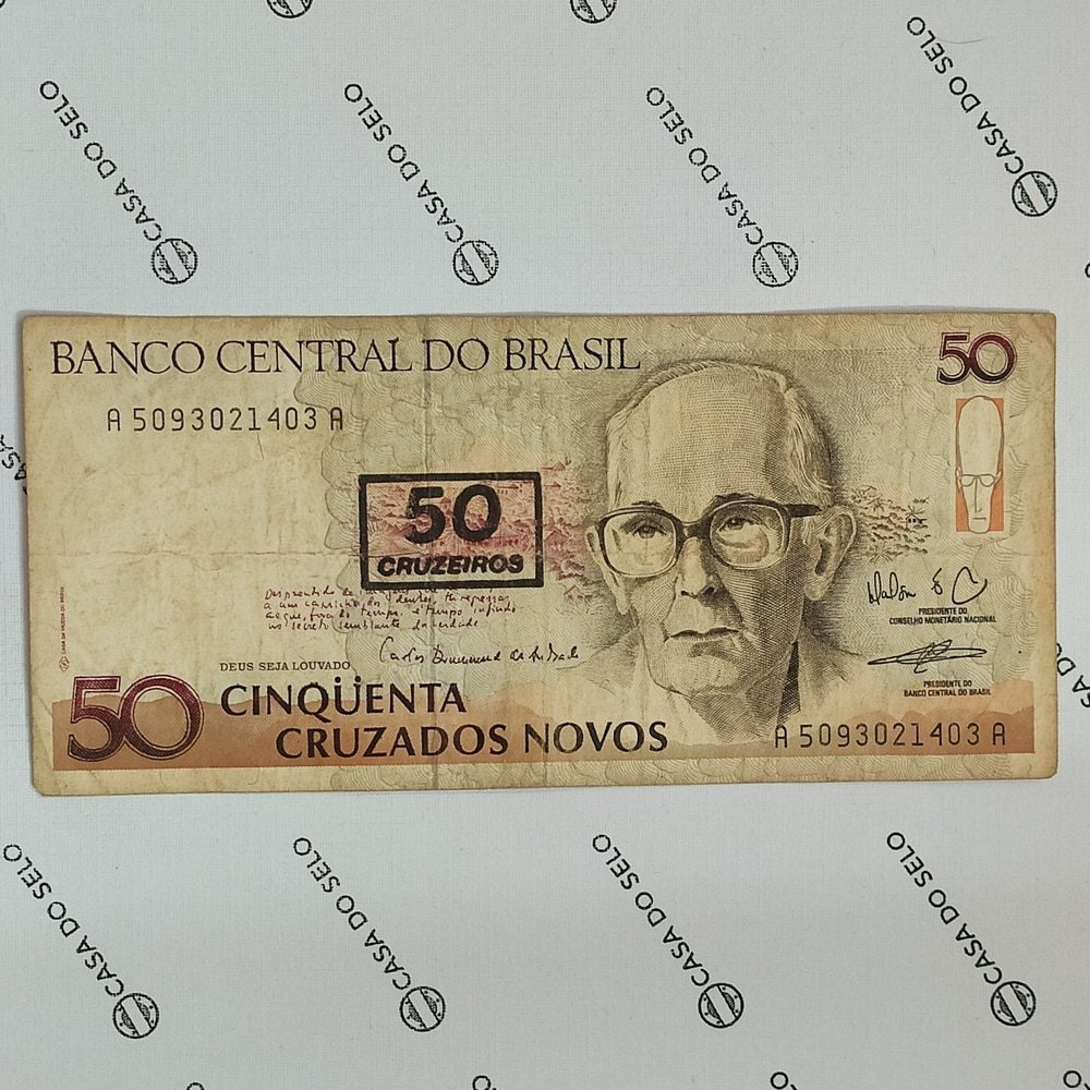 | Casa do Colecionador Brasil | 50 Cruzados Novos | Carimbo 50 Cruzeiros | Ced-040