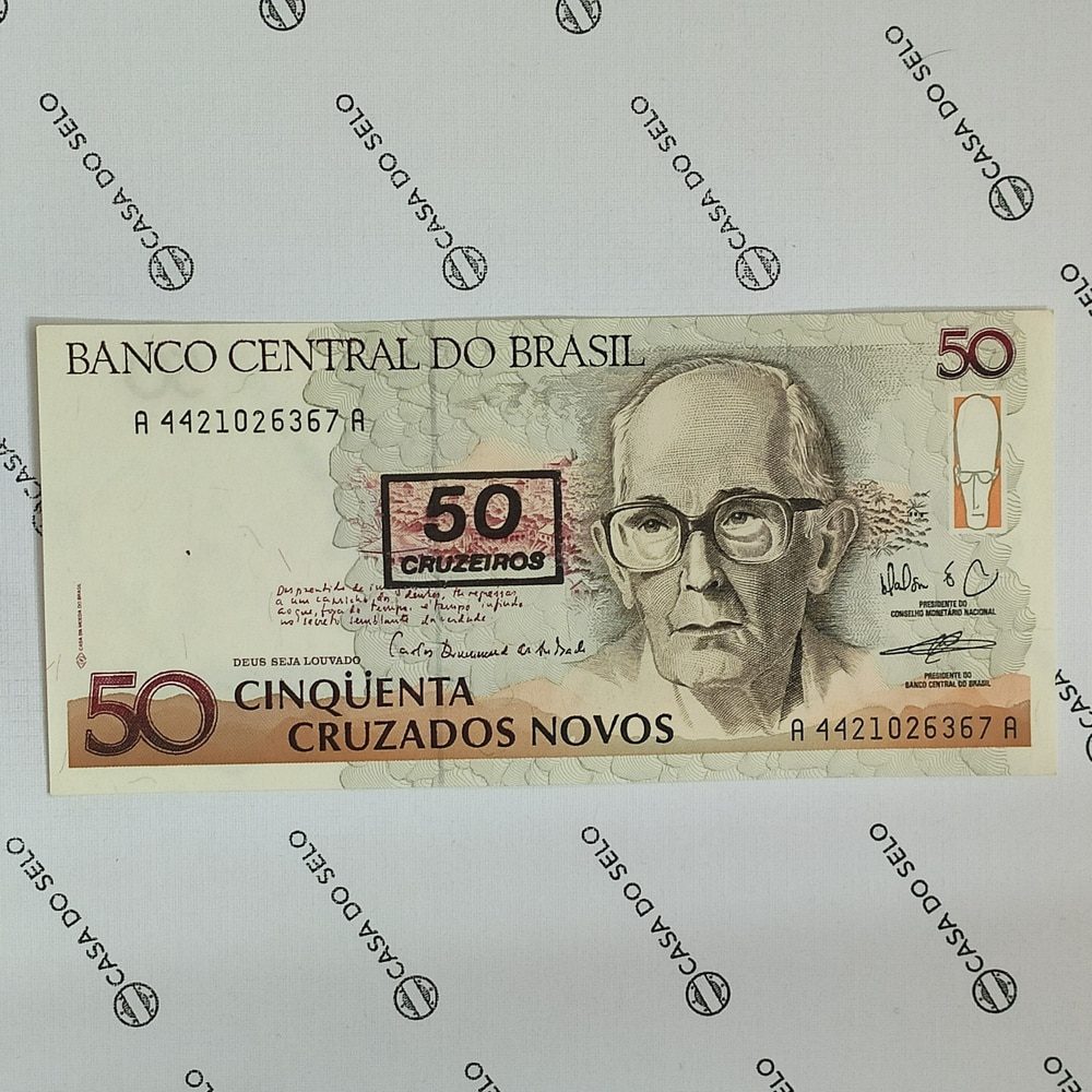 | Casa do Colecionador Brasil | 50 Cruzados Novos | Carimbo 50 Cruzeiros | Ced-041