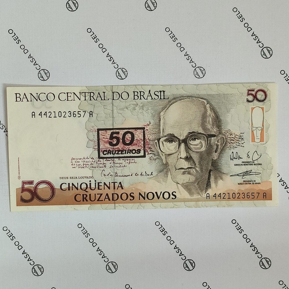 | Casa do Colecionador Brasil | 50 Cruzados Novos | Carimbo 50 Cruzeiros | Ced-042