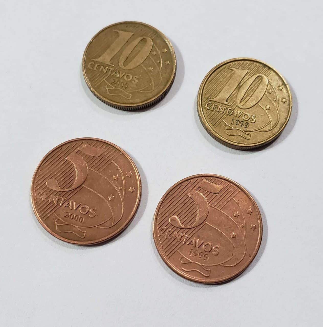 Kit 4 peças de 5 e 10 centavos data escassa plano real