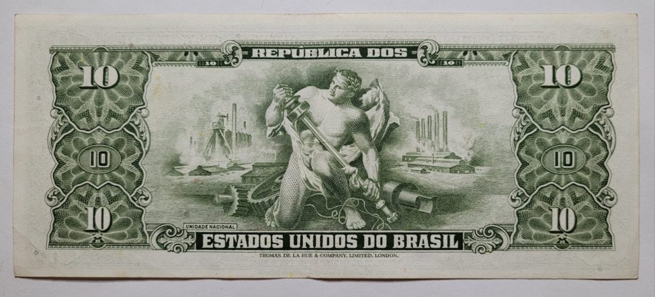 | Casa do Colecionador 10 (Dez Cruzeiros) com Carimbo de 1 Centavo - Cédula C113 - MBC+ (Ano 1966)