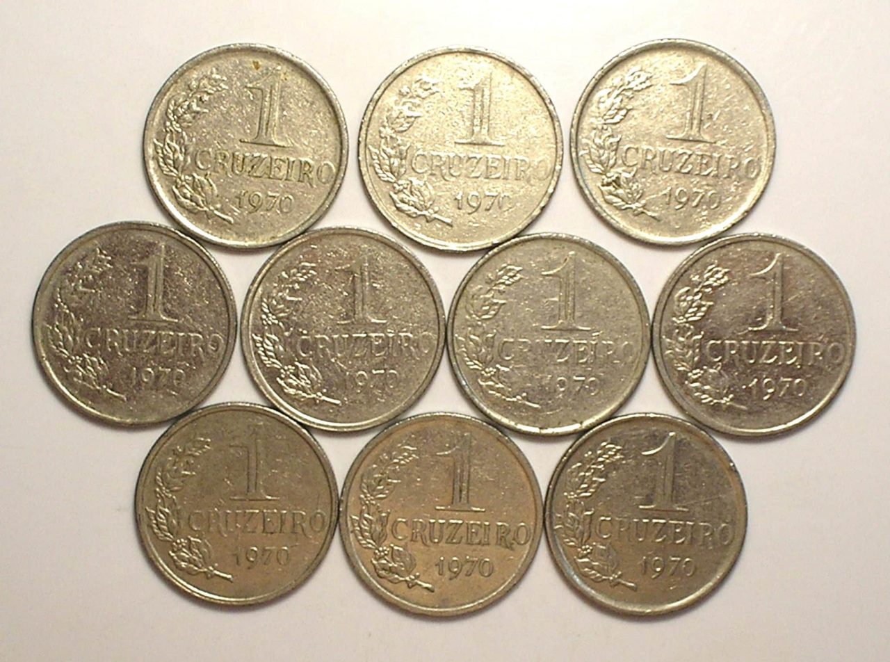 10 Moedas de 1 Cruzeiro de 1970 - Reverso Indio primeira da série