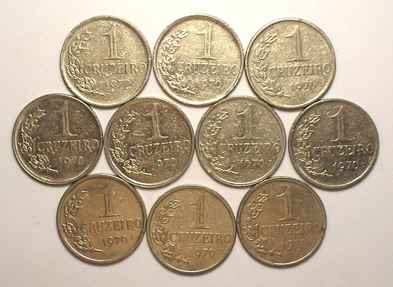 10 Moedas de 1 Cruzeiro de 1970 - Reverso Indio primeira da série