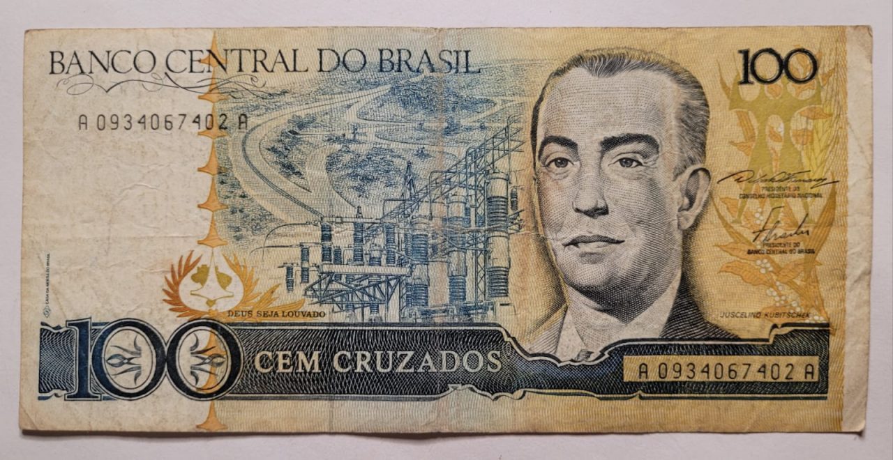 | Casa do Colecionador 100 (Cem Cruzados) - Cédula C185 - MBC (Ano 1986)
