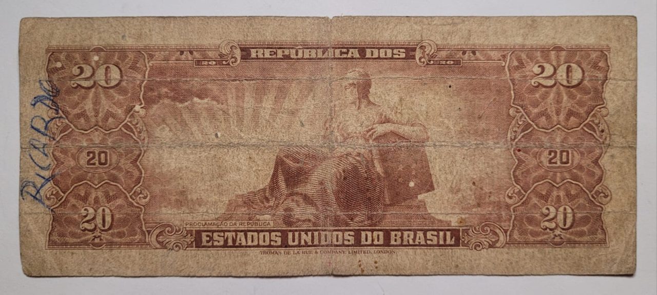 | Casa do Colecionador 20 (Vinte Cruzeiros) - Cédula C088 - BC - Série 1613 (Ano 1962)