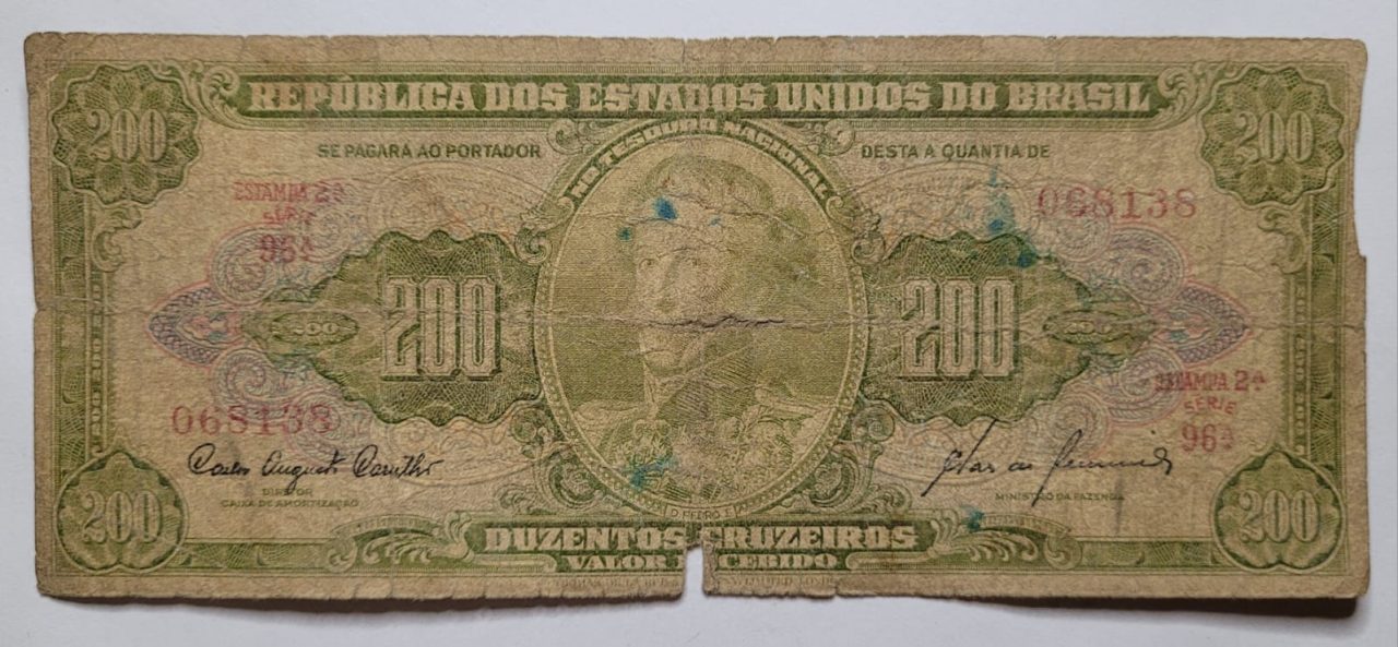 | Casa do Colecionador 200 (Duzentos Cruzeiros) - Cédula C098 - R - Nº 068138 (Ano 1960)