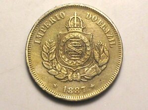 50 Réis de 1887 do Império - Fundo Linhado