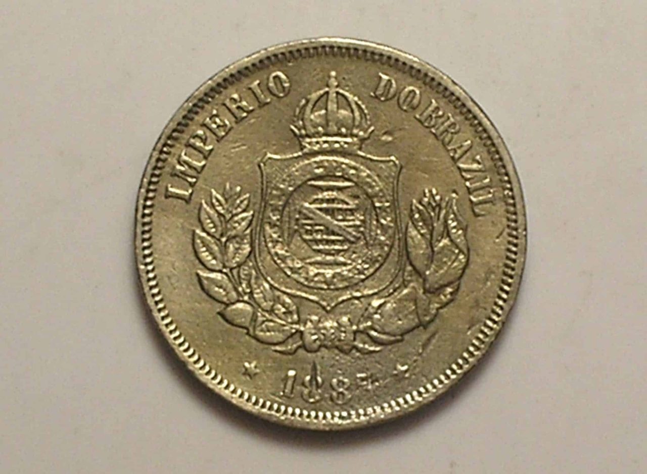 50 Réis de 1887 do Império - Fundo Linhado