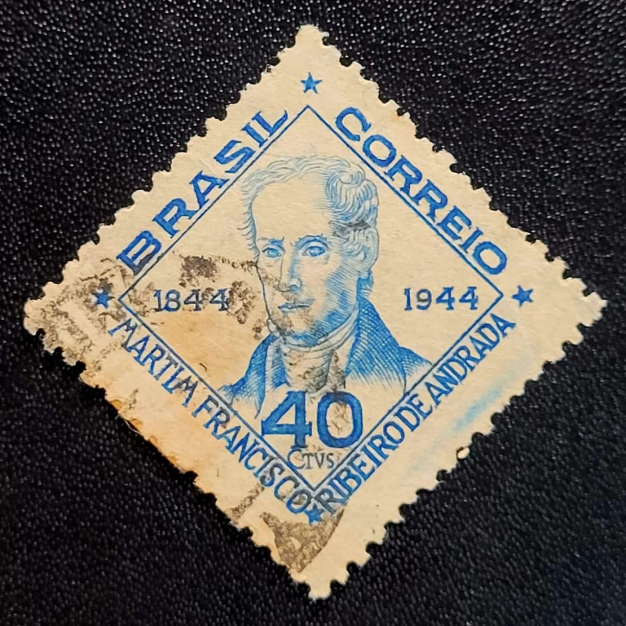 | Casa do Colecionador Comemorativos - RHM C0194 (Usado) Cent. da Morte de Martim Francisco Ribeiro de Andrade, 1775-1844, Político e Parlamentar - 30/01/1945 (Selos do Brasil)