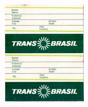 Etiqueta de Bagagem / Mala - Transbrasil - Anos 80 - Aviação