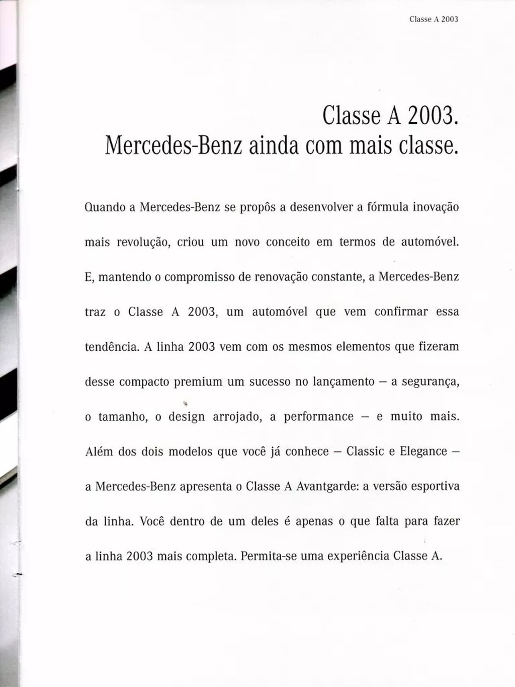 | Casa do Colecionador Folder Catalogo Lançamento Mercedes Benz Classe A - 2003