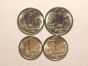 Série 1/ 5 / 10 / 50 Centavos de 1989 - Flor de cunho