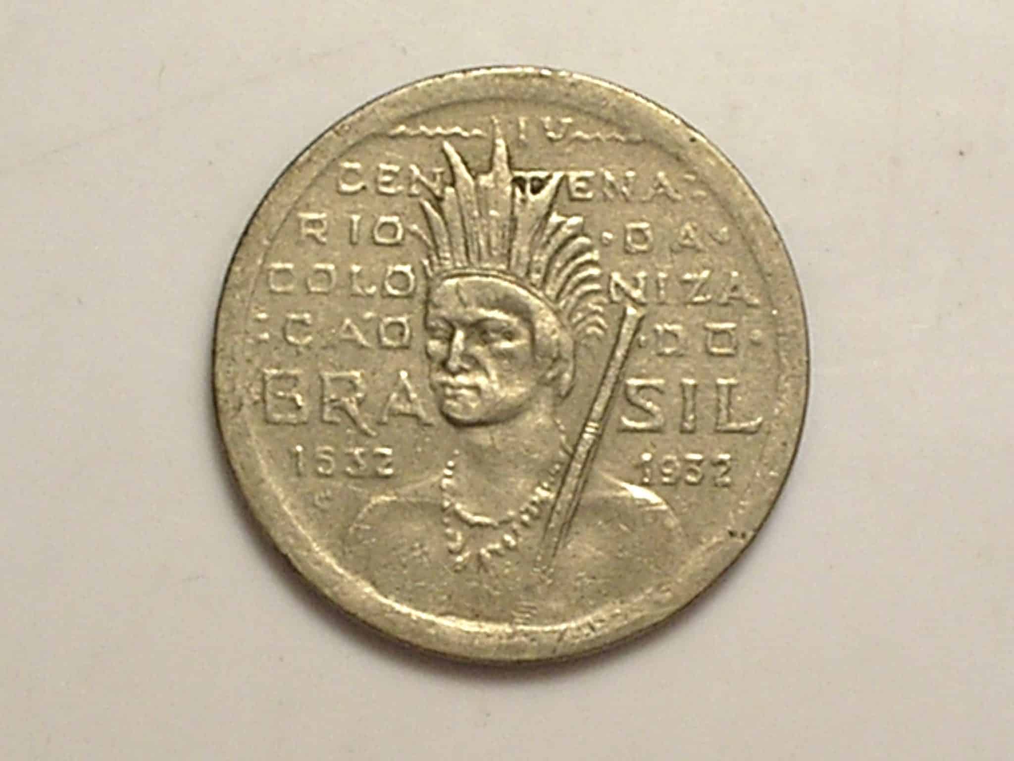 | Casa do Colecionador Variante Indiio com círculo no rosto - 100 Réis - 1932 / Vicente