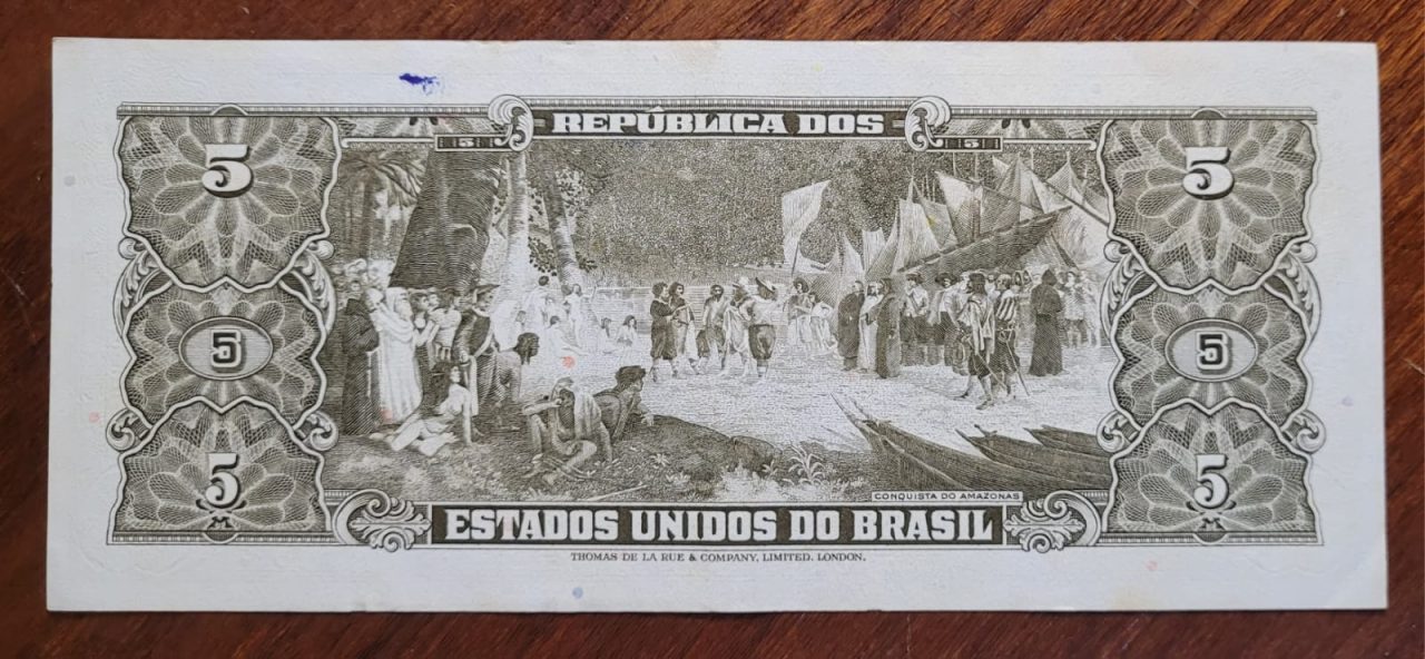 | Casa do Colecionador 5 (Cinco Cruzeiros) - Cédula C072 - MBC+ - Série 3690 (Ano 1964)