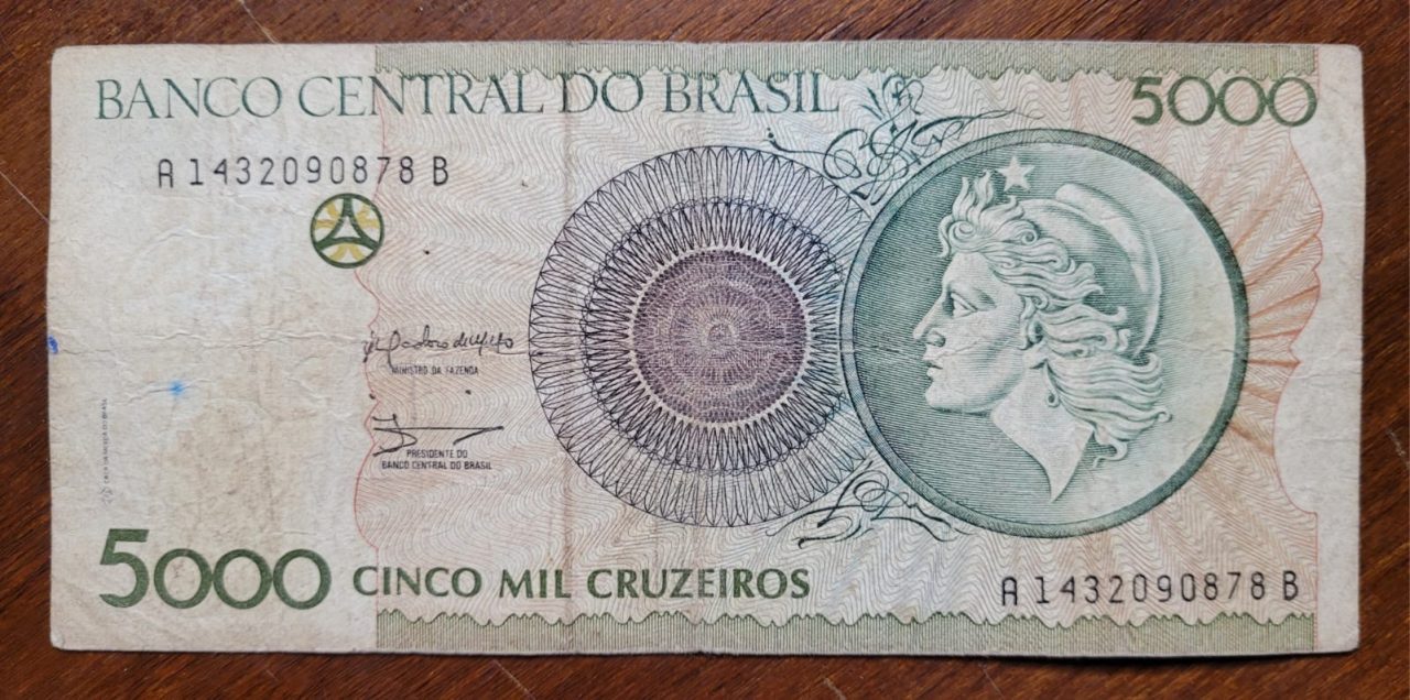 | Casa do Colecionador 5.000 (Cinco Mil Cruzeiros) Cédula C222 - MBC (Ano 1990)