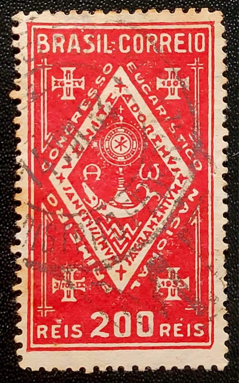 | Casa do Colecionador Comemorativos - RHM C0059 B (Usado - Variedade) 200 Réis - 1º Congresso Eucarístico Nacional - Salvador/BA - 03/09/1933 (Selos do Brasil)
