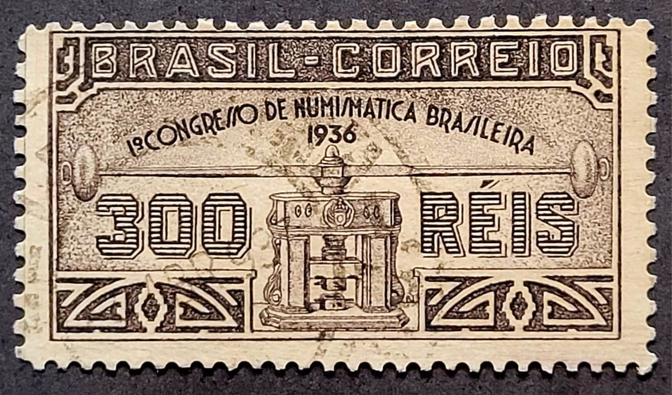 | Casa do Colecionador Comemorativos - RHM C0105 Es (Usado) 300 Réis - 1º Congresso de Numismática Brasileira São Paulo - 24/03/1936 (Selos do Brasil)