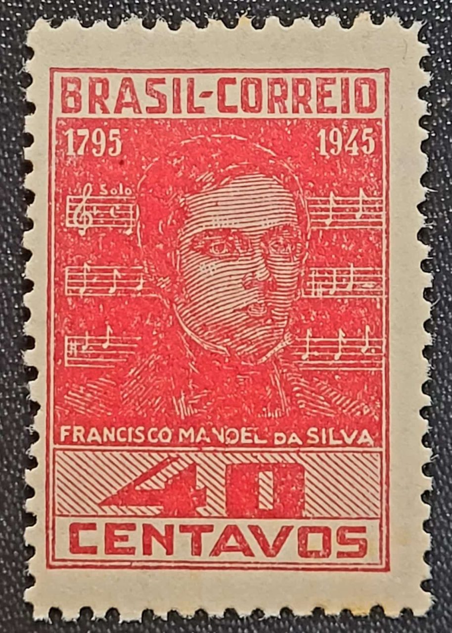 | Casa do Colecionador Comemorativos - RHM C0204 CB (Novo - Variedade) 150 Anos do Nascimento de Francisco Manoel da Silva (1795-1865) 30/05/1945