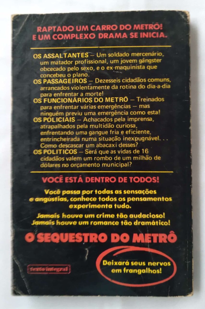 | Casa do Colecionador Lq17. Bolsilivro Edibolso O sequestro do metrô. John Godey.