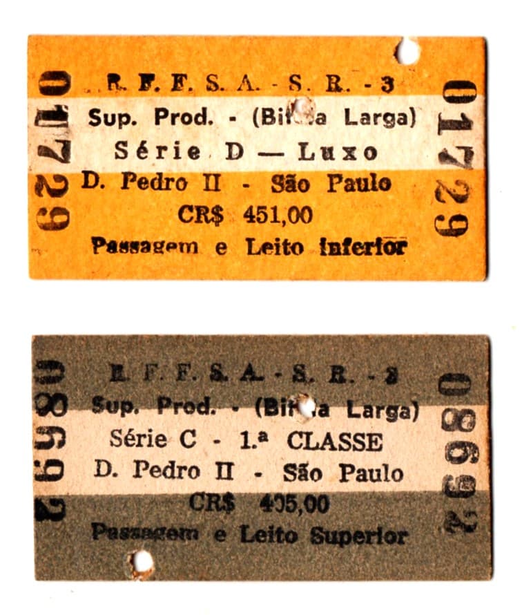 | Casa do Colecionador Bilhetes Passagens Trem Rede Ferroviaria Federal – RFFSA – Bitola Larga – Anos 70