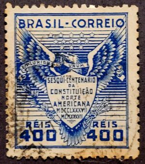 Comemorativos - RHM C0126 B (Usado - Variedade) 400 Réis - 150 Anos da Constituição Norte-Americana - 02/12/1937 (Selos do Brasil)