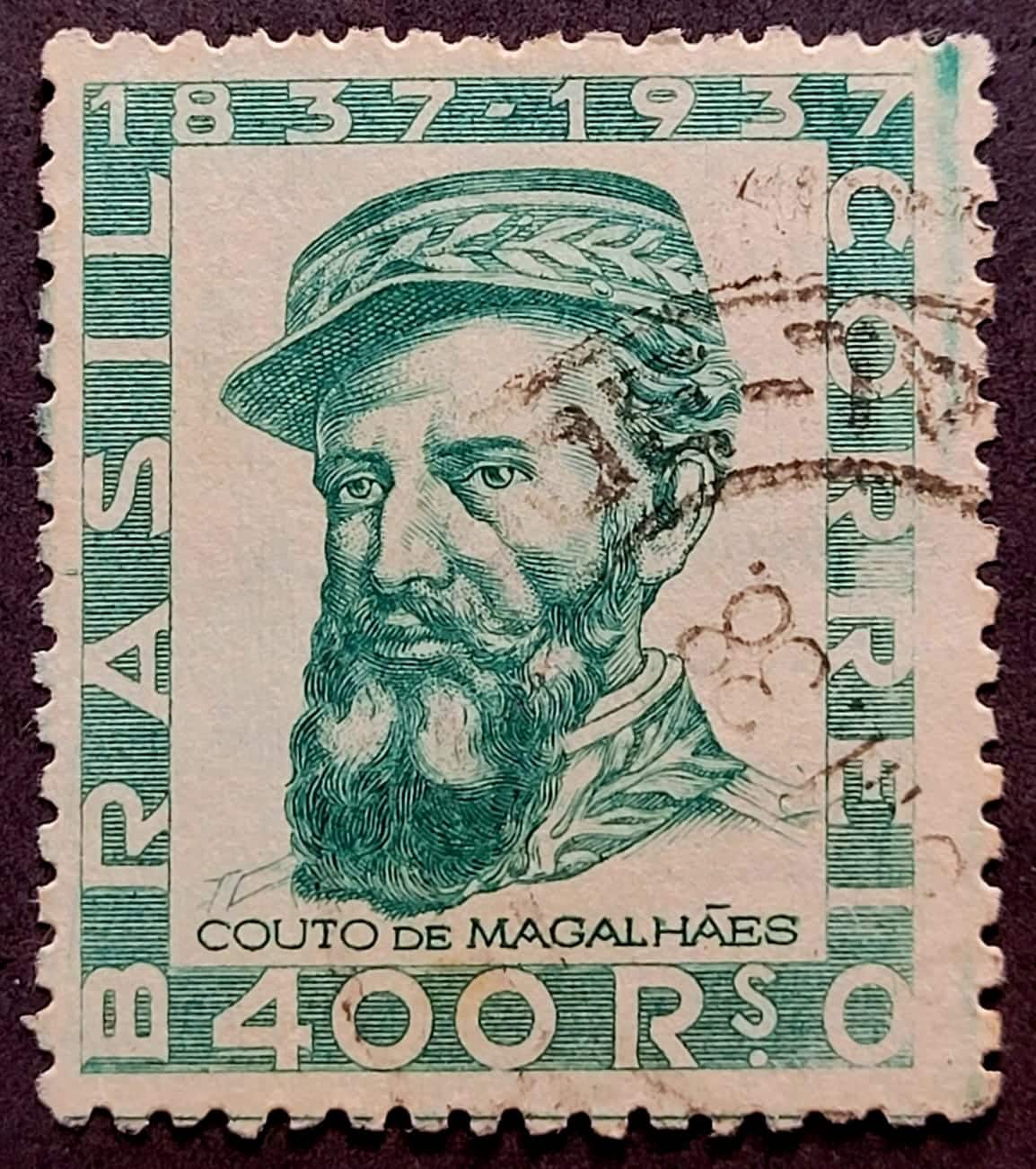 | Casa do Colecionador Comemorativos - RHM C0130 (Usado) 400 Réis - Centenário do Nascimento do Brigadeiro José Vieira Couto de Magalhães - 07/03/1938 (Selos do Brasil)
