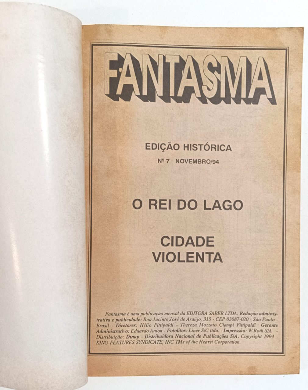 | Casa do Colecionador Fantasma Edição Histórica #1,3,5,7 (formatinho) Saber 1993/4. HQ/Gibi