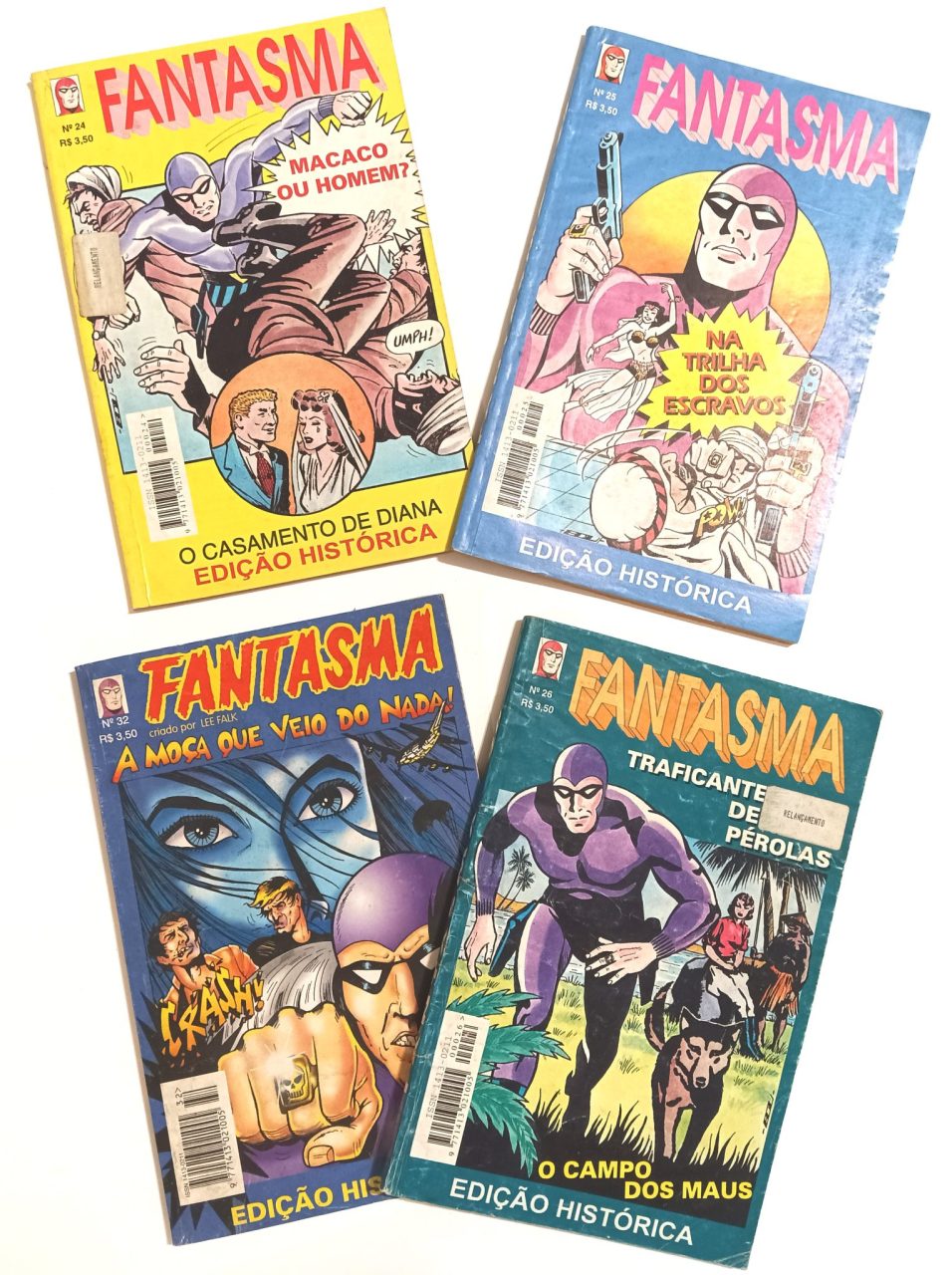 | Casa do Colecionador Fantasma Edição Histórica #24,25,26,32 (formatinho) Saber 1996/97. HQ/Gibi