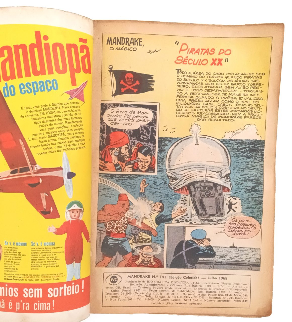 | Casa do Colecionador Mandrake #141 RGE 1968. HQ/Gibi