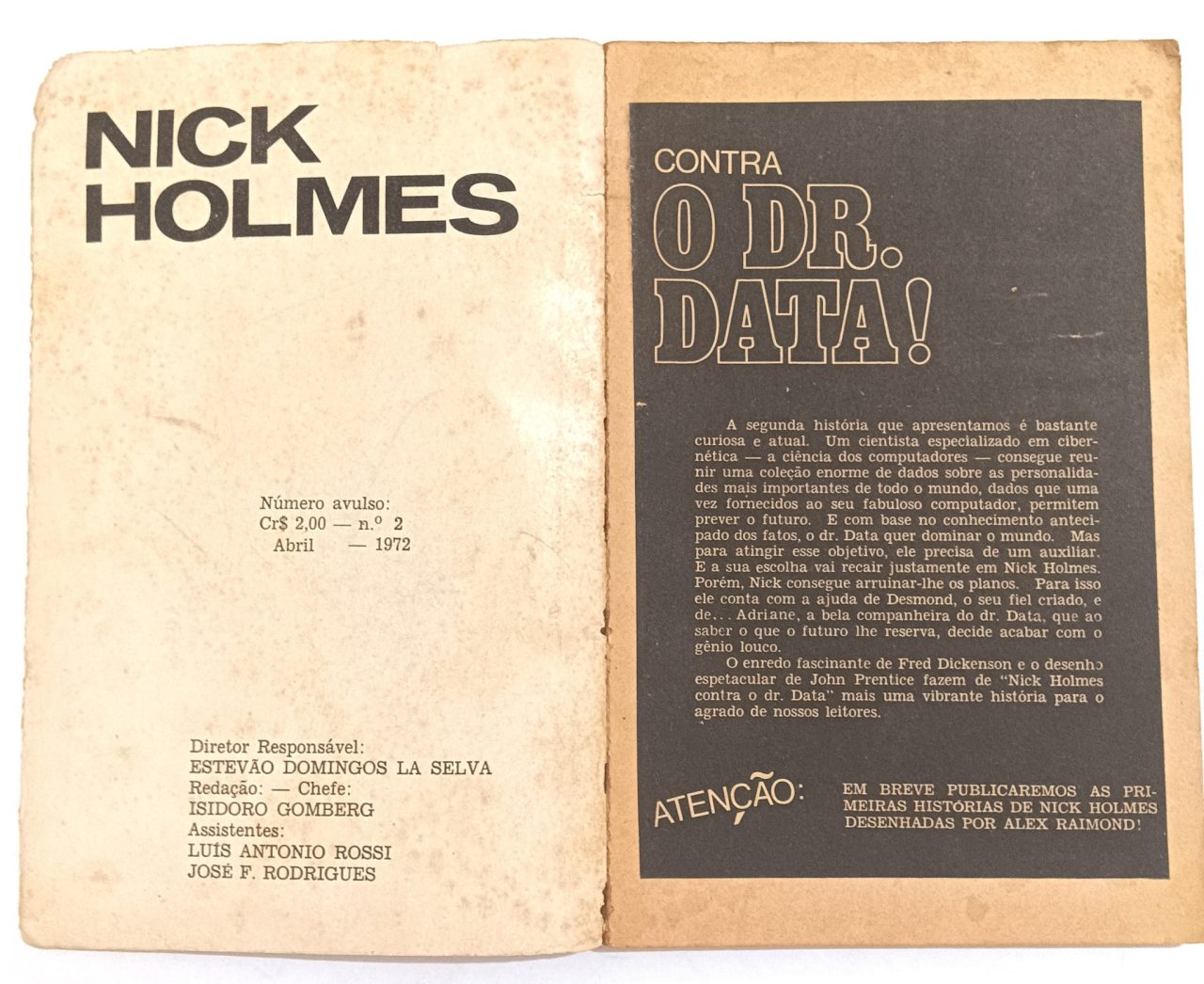 | Casa do Colecionador Nick Holmes #2 Trieste 1972. HQ/Gibi/Formatinho
