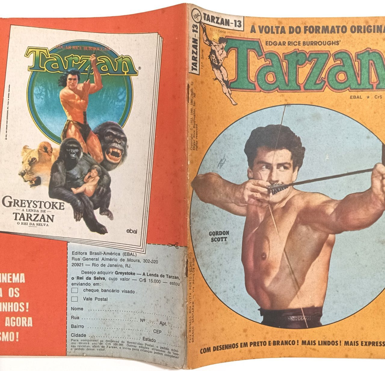 | Casa do Colecionador Tarzan nº 13, 12ª série, Ebal -1986. HQ/Gibi