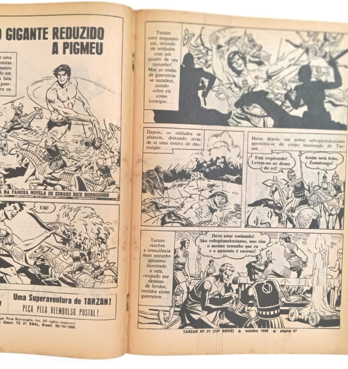 | Casa do Colecionador Tarzan nº 21, 12ª série, Ebal -1986. HQ/Gibi