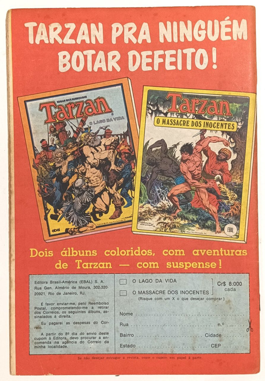 | Casa do Colecionador Tarzan nº 7, 12ª série, Ebal -1985. HQ/Gibi