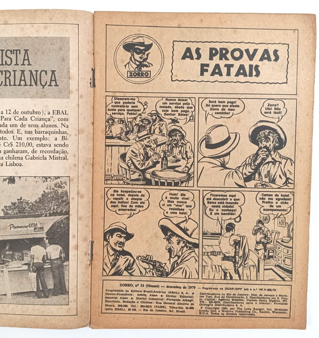 | Casa do Colecionador Zorro, 4ª série, nº33. Ebal/1979. HQ/Gibi