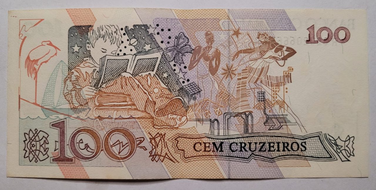 | Casa do Colecionador 100 (Cem Cruzeiros) – Cédula C214 SOB (Ano 1990)