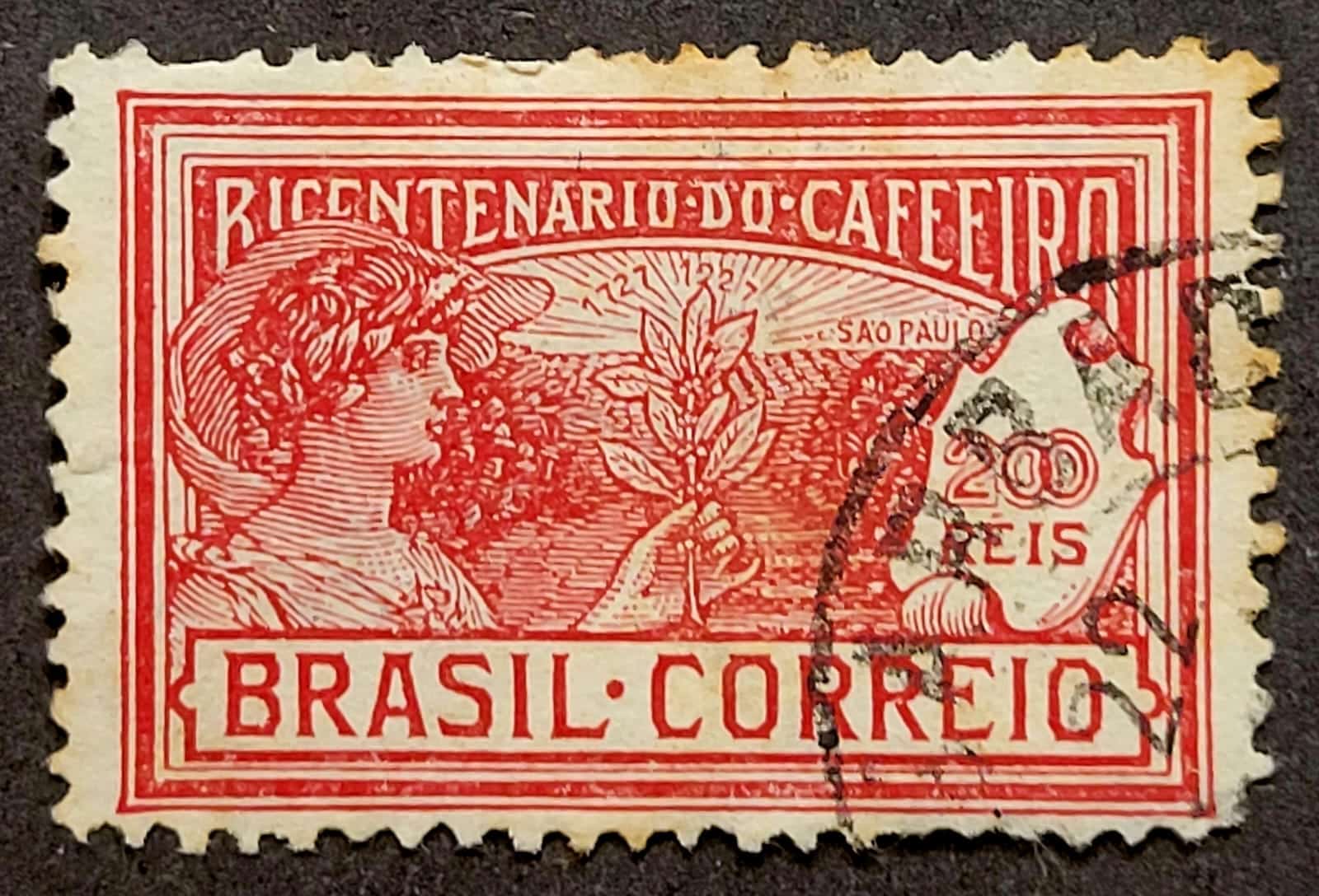 | Casa do Colecionador Comemorativos - RHM C0022 (Usado) 200 Réis - Bicentenário do Plantio do Café no Brasil - 05/02/1928 (Selos do Brasil)