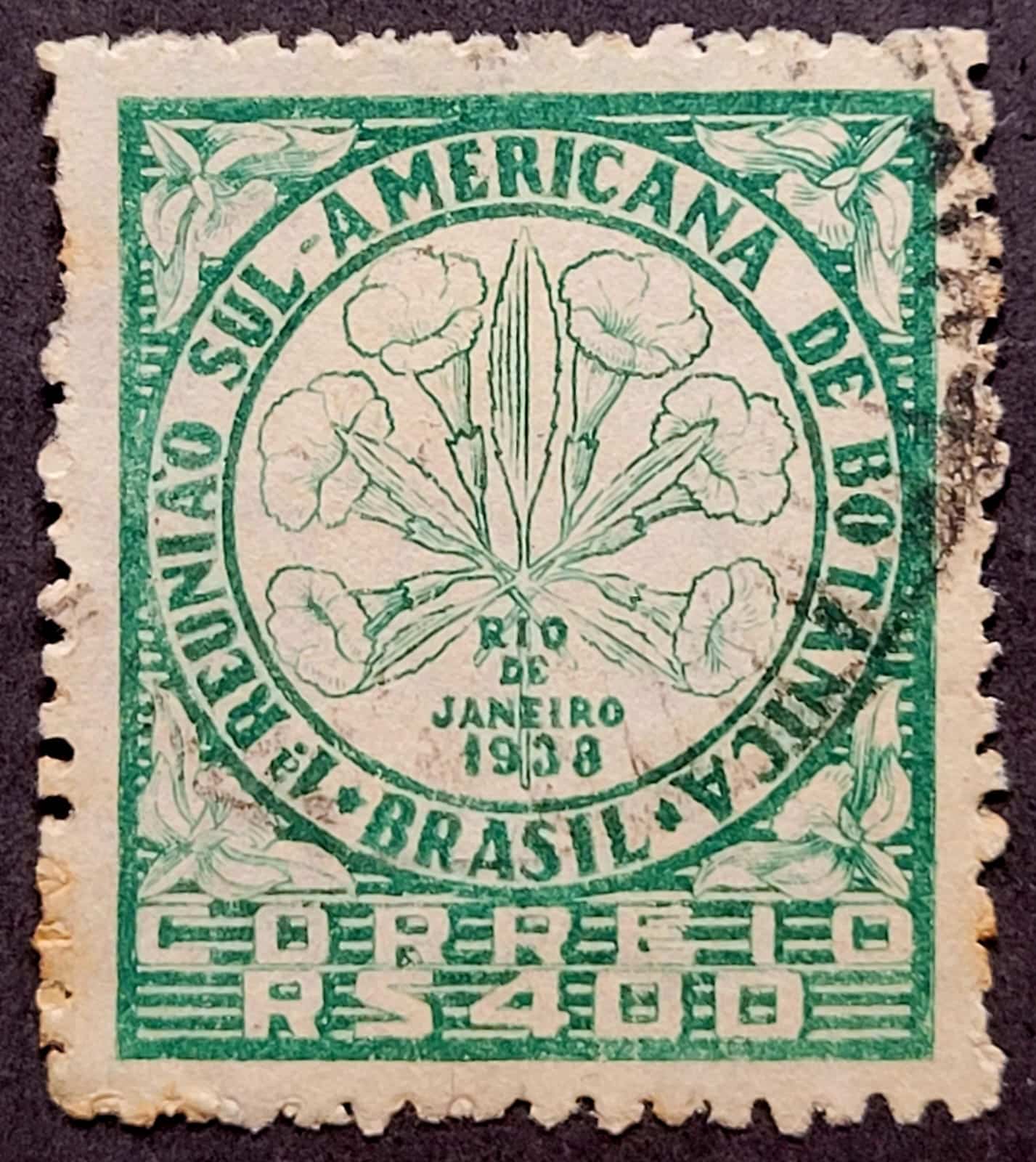 | Casa do Colecionador Comemorativos - RHM C0135 (Usado) 400 Réis - 1ª Reunião Sulamericana de Botânica RJ - 23/08/1939 (Selos do Brasil)