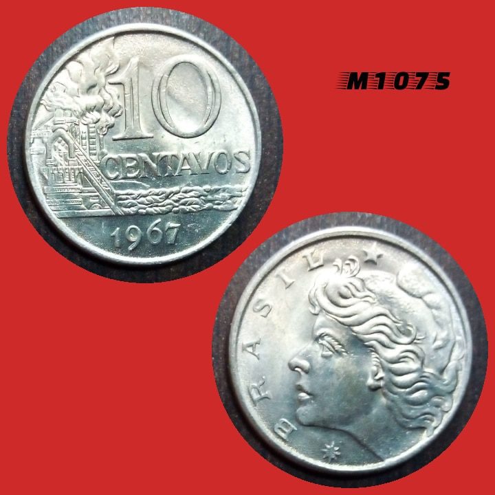 | Casa do Colecionador Moeda 10 centavos - CuproNíquel - 5,5g - 23mm - 1967 - M1075